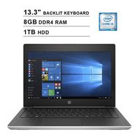2019 Newest HP ProBook 430 G5 13.3 Inch HD Laptop (Inter Core i5-7200U up to 3.1GHz, 8GB DDR4 RAM, 1TB HDD, Intel HD Graphics 620, Backlit Keyboard, HD Webcam, Windows 10 Pro)