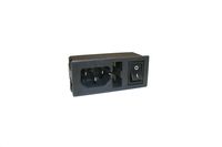 Interpower 83510160 Three Function Single Fused Power Entry Module, C14 Inlet, Single Fused, Switch, 1-2mm Panel Thickness, 10A/6A Current Rating, 250VAC Voltage Rating