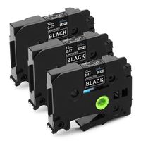 3-Pack White on Black Label Tape, Unistar Replace P Touch Label Tapes TZ TZe Laminated Tape 12mm 0.47 Laminated Compatible with Brother Label Maker PTH110 PTD210 PTD200 PT1180 PT1750 PT2030 PT1010