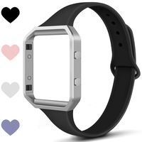 TreasureMax Compatible with Fitbit Blaze Bands for Women/Men,Soft Silicone Thin Narrow Replacement Slim Bands with Metal Frame for Fitbit Blaze.