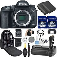 Canon EOS 7D Mark II DSLR Camera (Body Only). Kit Includes, W-E1 Wi-Fi Adapter, 2Pcs 32GB Commander MemoryCar, Battery Grip, Extra Battery, Backpack Case, Grip Strap, Air Blower, Cleaning Kit