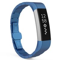 MoKo Fitbit Alta HR and Alta Band, Stainless Steel Replacement Smart Watch Wrist Strap Bracelet with Butterfly Buckle Clasp for Fitbit Alta/Fitbit Alta HR, Fits 5.11"-8.07" Wrist, Blue