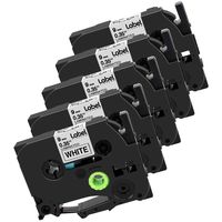 Label KINGDOM Replace P-Touch 9mm 3/8" TZe-221 Standard Laminated Label Tape, Black on White Label Maker Tape, 0.35 Inch x 26.2 Feet, for Brother Label Printer PT-D200 PT-D210 PT-H110, 5-Pack