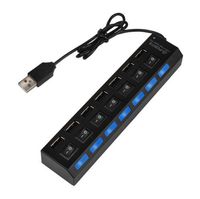 7 Port USB Adapter Hub 2.0 Multi Charger High Speed Fast Adaptor ON/OFF Switch Laptop/PC