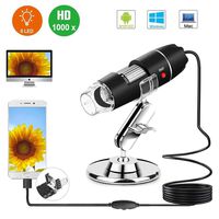 USB Digital Microscope, Upgrade 1000x HD USB Microscope with 8 LED, Mini Magnification Endoscope with Type-C OTG Adapter and Metal Stand, Compatible with Mac Window 7 8 10 Android Linux
