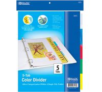 BAZIC 3-Ring Binder Dividers w/ 5-Insertable Color Tabs (Case of 144)