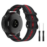 MoKo Band Compatible with Garmin Fenix 5S/Fenix 5S Plus Smart Watch, Fine Woven Nylon Adjustable Replacement Strap with Metal Buckle - Black & Green & Red