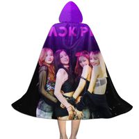 Black-Pink Unisex Children Printed Hooded Cap Cape Cloak Custom Party Props Robe Christmas Halloween Carnivals Cosplay Costumes Kids Boys Girls