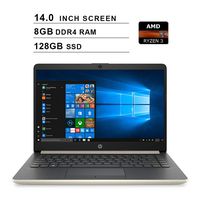 2019 Flagship HP 14 Inch Laptop (AMD Ryzen 3 3200U 2.6GHz up to 3.5GHz, AMD Radeon Vega 3 Graphics, 8GB DDR4 RAM, 128GB SSD, WiFi, Bluetooth, HDMI, Windows 10 Home S) (Gold)