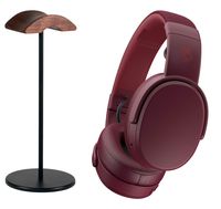 Skullcandy Crusher Over-Ear Noise Isolating Wireless Bluetooth Headphone Bundle with divvi! Black/Walnut Headphone Stand - Moab/Red/Black
