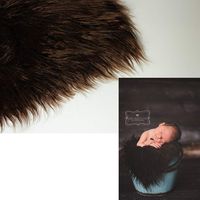 Faux Mongolian Fur Photography Prop, Newborn Prop, Basket Stuffer, Layering Blanket, Rug (Medium, 20"x36", Chocolate Brown)