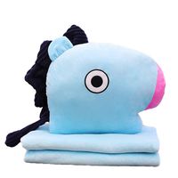 BTS Plush Toy Soft Animal Doll Pillow with Blanket for Office Nap Christmas Birthday Gift Home Decor (Blue, Blanket)