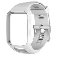 HUVE Silicagel Replacement Watchband Watch Strap 25cm Long for Tomtom 2/3 /Spark/Spark3/Series GPS Watch with Screen Protectors (White)