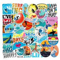 Ocean Surfing Stickers(50 Pcs), Vinyl Waterproof Aesthetic Trendy Stickers for Teens, Perfect for Water Bottle, Laptop, Phone, Helmet Decal Graffiti Patches