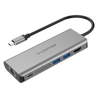 LENTION USB-C Digital AV Multiport Hub with 4K HDMI, 2 USB 3.0, Card Reader, Type C Charging, Gigabit Ethernet Adapter Compatible MacBook Pro 13/15/16 (Thunderbolt 3), New Mac Air, More (Space Gray)