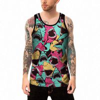 Personality Mens 3D Print Whale Casual Slim Short-sleeved Shirt Top Blouse