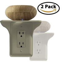 Power Perch Single Wall Outlet Shelf. Home Wall Shelf Organizer for Outlets. Perfect for Bathroom, Kitchen, Bedrooms with Cord Management and Easy Installation. Almond 2-Pack