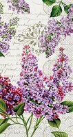 Lilac Floral Vintage Script Cream 16 Count 3-Ply Disposable Guest Napkins, 2 Pack