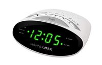 HANNLOMAX HX-116CR Alarm Clock Radio, PLL AM/FM Radio, Dual Alarms, Green LED 0.6 Inches Display (White)