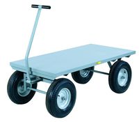 Little Giant CH-3048-16P-FSD Steel Heavy-Duty Flush Deck Wagon Truck with 16" Pneumatic Wheels, 3000 lbs Capacity, 48" Length x 30" Width x 18-1/2" Height