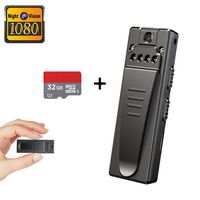 Mini Spy Hidden Camera, Full HD 1080P Portable Mini Nanny Cam with Night Vision and Portable Pocket Clip Wearable Body Camera Video Recorder,Small Security Camera for Home and Office(with 32G Card)