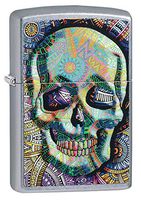Zippo Geometric Skull Design Street Chrome Pocket Lighter, Street Chrome Geometric Multicolor, One Size