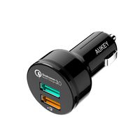 AUKEY USB Car Charger with 31.5W Output, Quick Charge 3.0 & 5V/2.4A Ports for iPhone 11/11 Pro/Xs/Max/XR, iPad Pro, Samsung Galaxy Note10+ and More