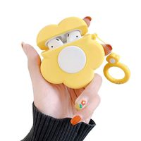 UnnFiko Super Cute Floral Airpods Case, 3D Cartoon Soft Silicone Protective Sweet Cute Creative Airpods 1 & 2 Portable Cover with Finger Loop (Flower Yellow)
