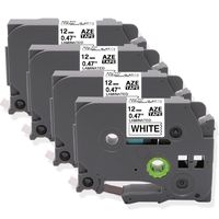 Oozmas 4 Pack Compatible with Brother Label Maker Tape 12mm 0.47 Black on White Laminated TZ Tapes TZe231 for P-Touch PTH110 PTD600 PTD400AD Label Tape