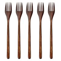Xigeapg Wooden Forks, 5 Pieces Eco-friendly Japanese Wood Salad Dinner Fork Tableware Dinnerware for Kids Adult (5 Pieces No Rope Wooden Forks)
