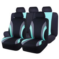 CAR PASS Line Rider 11PCS Universal Fit Car Seat Cover -100% Breathable with 5mm Composite Sponge Inside,Airbag Compatible (Black and Mint Blue)