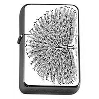 Peacock Flip Top Oil Lighter S4 Smoking Cigarette Smoker Includes Silver Case