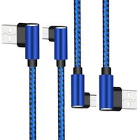 New Elbow Type C Cable 2-Pack 10ft Blue Black, Double 90 Degree and Double-Faced USB C Cable Fast Charger Data Sync for Samsung Galaxy S9 S8 Plus Note 9 8,Sony,Google Pixel,Huawei P20 P10 OnePlus