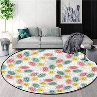 RUGSMAT Modern Dining Room Home Bedroom Carpet Floor Mat,Colorful Leaf Pattern Printed Round Carpet for Children Bedroom Play Tent Diameter-47