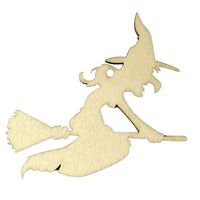 Baost 10Pcs Wooden Witch Bat Spider Halloween Hanging Sign Gift Tags Decor with String Wood Halloween Shapes Craft Blank Slices Halloween Decoration for Xmas Wine Party Decoration 6#