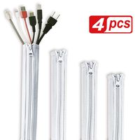 StangH Cable Management Sleeve White - Cord Organizer System Flexible Wire Hider Cover with Zipper, Avoid Messy Cables for PC Office/Computer/Home Theater, 19 Inch, Greyish White, 4 Pieces