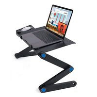 Wizgree Laptop Stand for Bed, Foldable Lap Desk with Fan, Foldable Standing Desk, Height Adjustable Cozy Laptop Table, Portable Bed Desk, Bed Tray for Couch and Sofa
