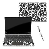 MightySkins Skin Compatible with HP Pavilion x360 14" (2018) - Black Damask | Protective, Durable, and Unique Vinyl Decal wrap Cover | Easy to Apply, Remove, and Change Styles | Made in The USA