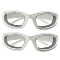 Haoun 2 Pack Onion Goggles Tear Free Kitchen Eye Glasses Onion Cutting Goggles with Inside Sponge (White)