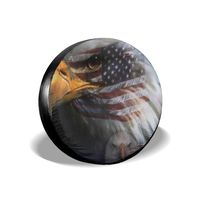 Jackmen Spare Tire Cover American Eagle Flag Polyester Universal Dust-Proof Corrosion Protection Wheel Covers for Jeep Trailer RV SUV Truck and Many Vehicles (14" 15" 16" 17")
