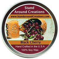 Premium 100% All Natural Soy Wax Aromatherapy Candle - 4oz Tin - Black Cherry: A sweet blend of rich vanilla and ripe cherries with a pinch of spicy clove.