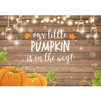 Allenjoy Soft Fabric Pumpkin Rustic Wood Baby Shower Backdrop Autumn Our Little Pumpkin Boy Girl is On The Way Welcome Party Decorations Theme Cake Table Banner 8x6ft Background Photo Booth Props
