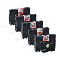 Compatible for Brother Tze431 0.47 Inch 26.2feet (12mm/8m) P Touch Laminated Black on red Standard Replace Waterproof Label Tape Maker PT-H110/PT-D200/PT-D210/PT-D400/PT-D600/PT-1280/PT-1290(5PACK)