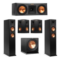 Klipsch 5.1 System with 2 RP-250F Tower Speakers, 1 RP-250C Center Speaker, 2 Klipsch RP-240S Surround Speaker, 1 Klipsch R-112SW Subwoofer + AudioQuest Bundle