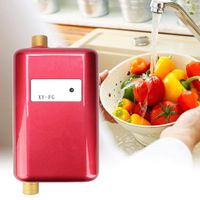 Mini Electric Tankless Instant Hot Water Heater, Red Mini Cold Hot Dual Use Water Heater for Home Bathroom Kitchen Washing(US)