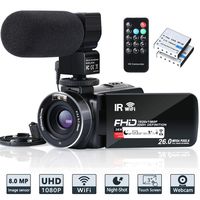 Video Camera Camcorder WiFi IR Night Vision FHD 1080P 30FPS YouTube Vlogging Camera Recorder 26MP 3.0'' Touch Screen 16X Digital Zoom Camcorder with Microphone,Remote and 2 Batteries