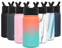 Simple Modern 14 oz Summit Water Bottle with Straw Lid - Hydro Vacuum Insulated Tumbler Flask Double Wall Liter - 18/8 Stainless Steel Ombre: Havana