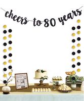 Moohome Cheers to 80 Years Gold Glitter Banner for Adult 80th Birthday Party Supplies Wedding Anniversary Party Decorations