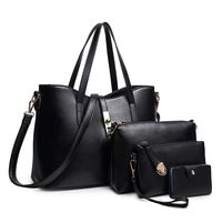 YTL Women Fashion Synthetic Leather Handbags+Shoulder Bag+Purse+Card Holder 4pcs Set Tote