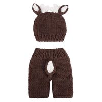 Newborn Photography Costume, Cute Newborn Baby Photo Props Crochet Deer Hat Bodysuit Photography Props Costume